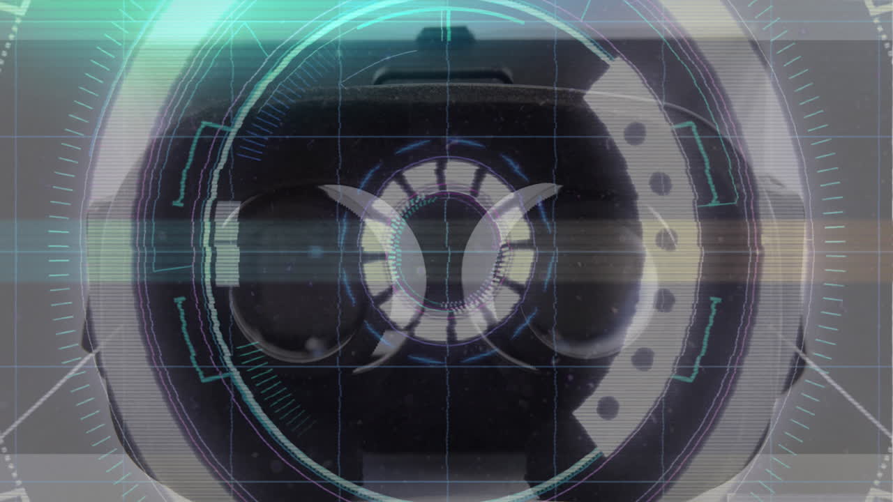 animazione della scansione dello scopo e dell'elaborazione dei dati sull'auricolare vr