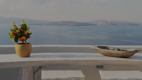 majestic view of the santorini caldera as seen from a holiday villa in oia santorini