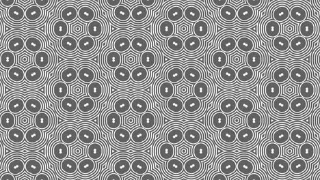 graphic pattern in black and white with stroboscopic and hypnotic effect, while increasing in size and then reducing it.