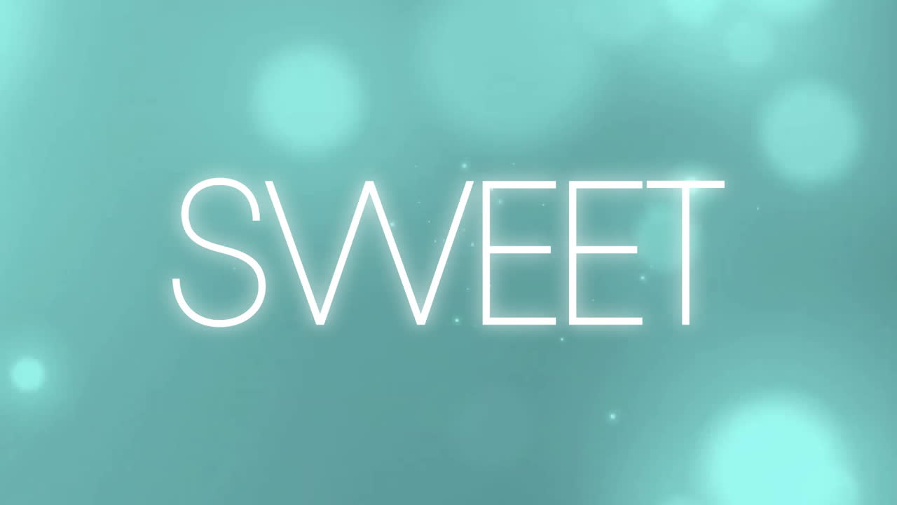 Animation eines süßen Textes über Lichtflecken auf blauem Hintergrund