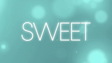 animation of sweet text over light spots on blue background