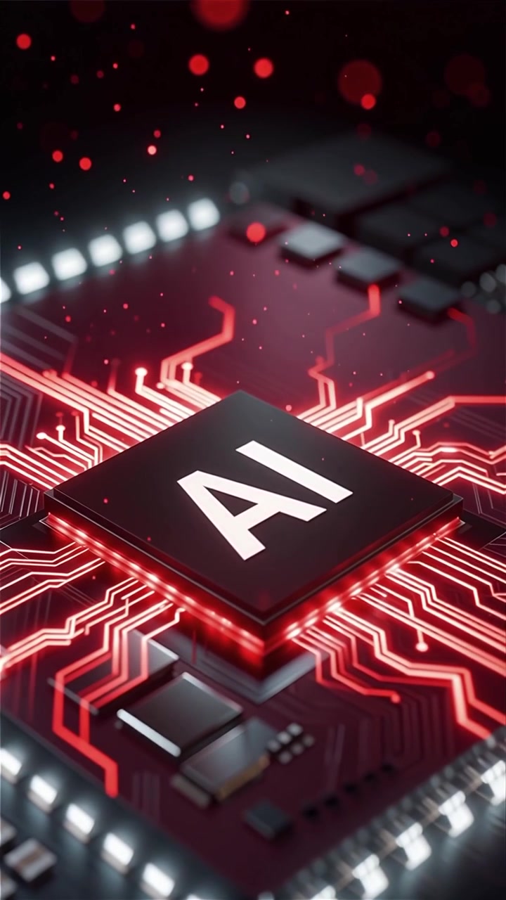 Futuristic AI Chip Motherboard Technology Background