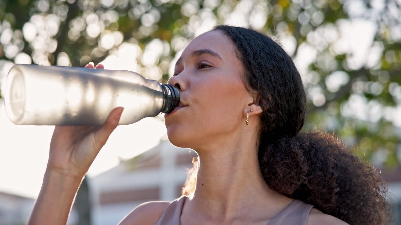 fitness, salud y agua potable con la mujer