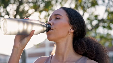 fitness, health and drinking water with woman