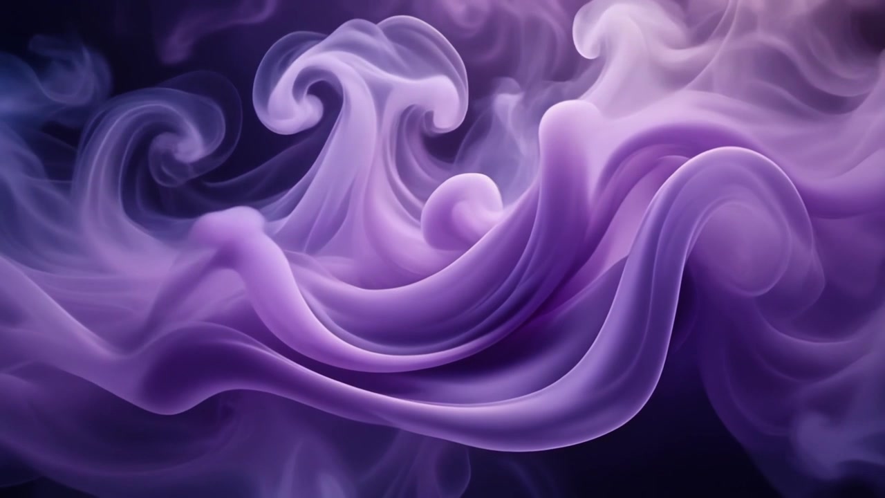 Nuvole di fumo viola vorticanti astratte su sfondo scuro