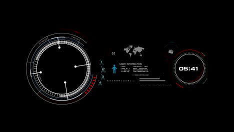 4k animatie van hud head up display interface aan met icoon grafiek laden bar element voor futuristische cyber technologie concept