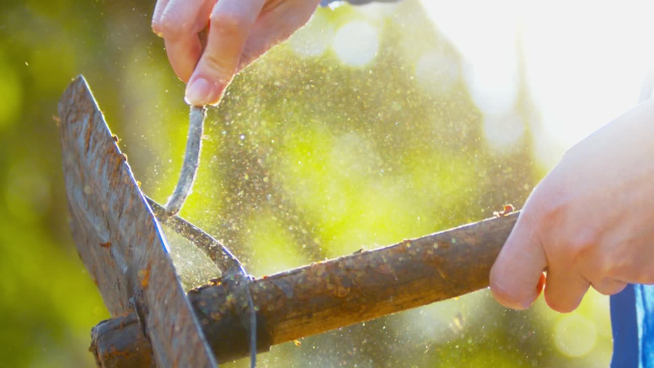 먼지 입자, 외계 물체,, 폐기물, 제거, 느린 동작