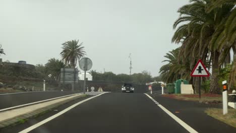 car driving in rainy weather in lanzarote