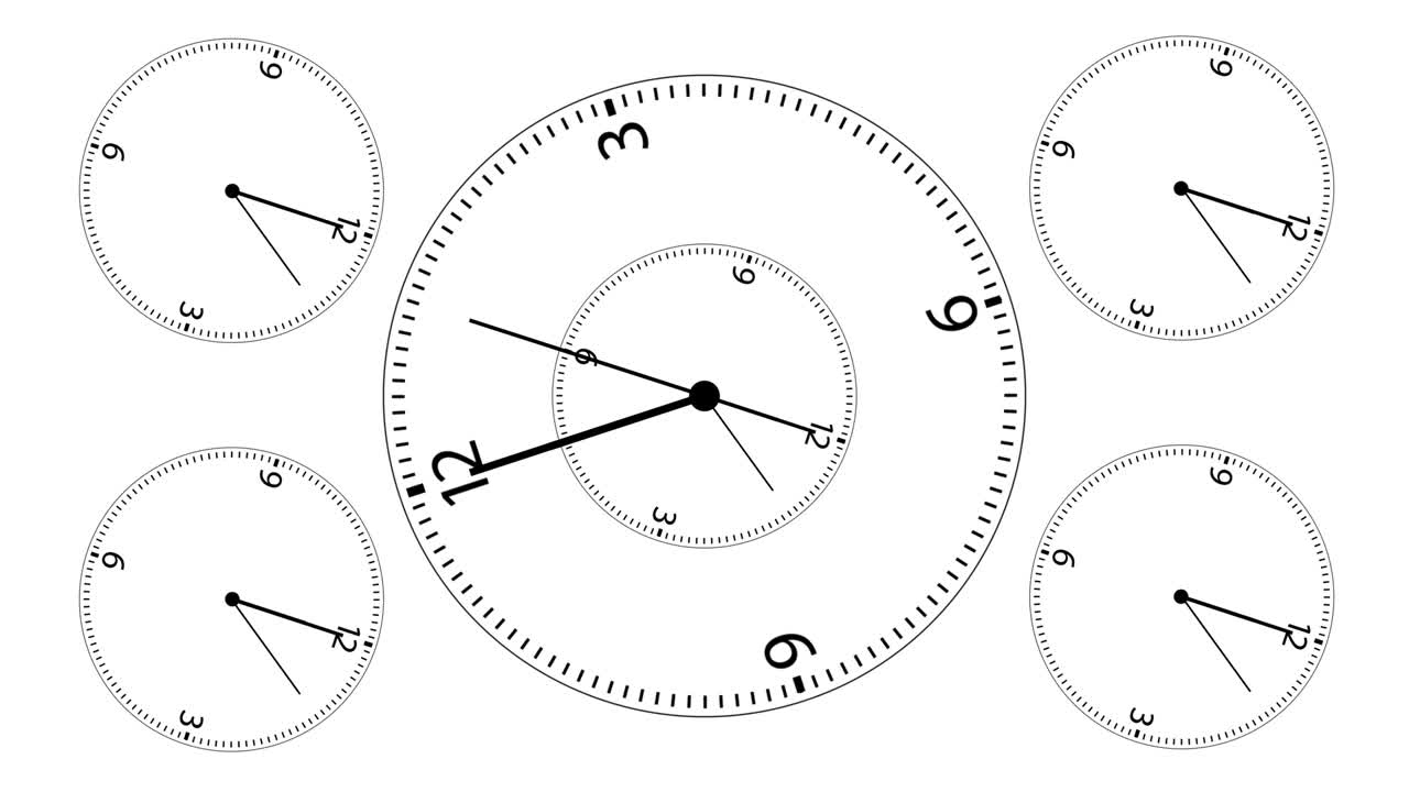 Animated clocks - One minute loopable footage