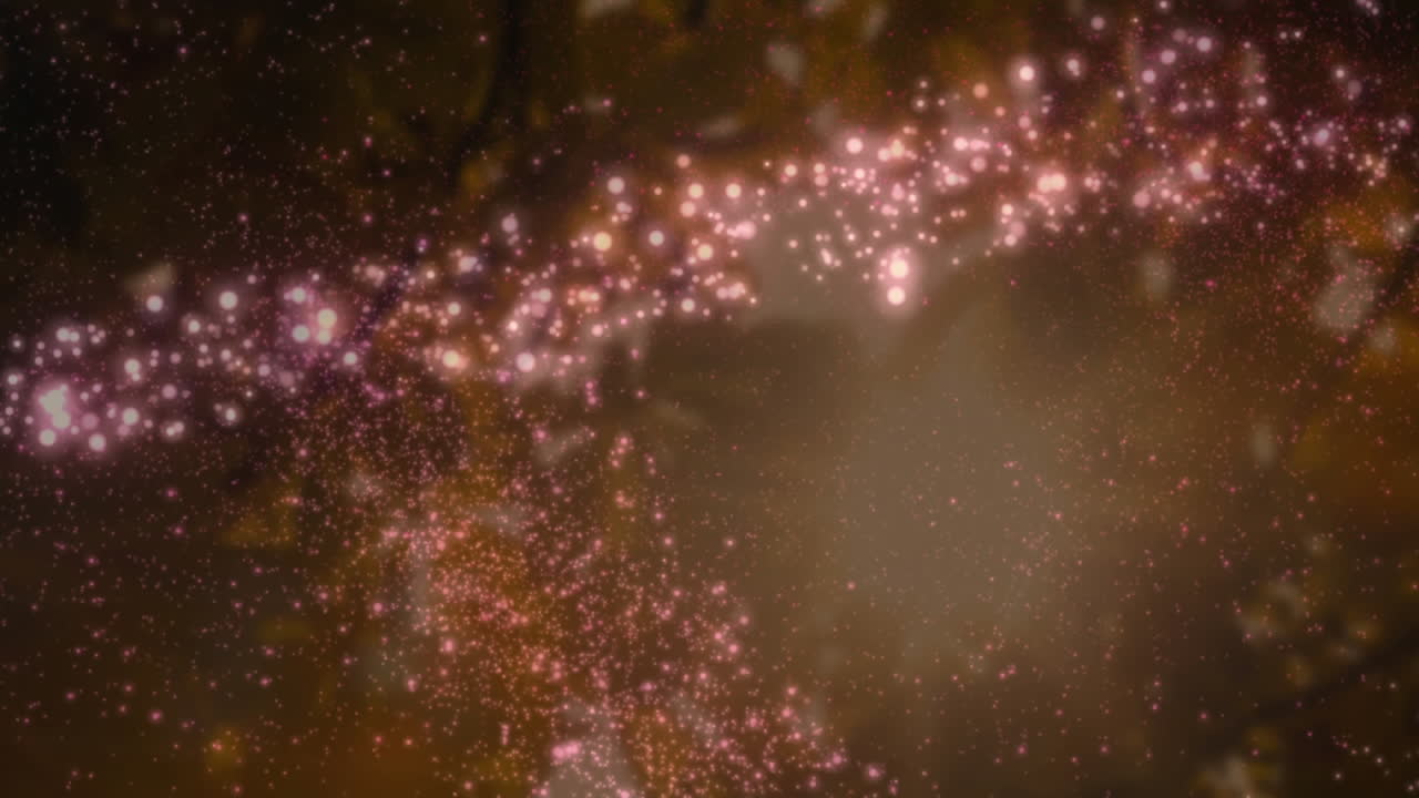 Animazione di una stella cadente e stelle che cadono su un albero su sfondo marrone