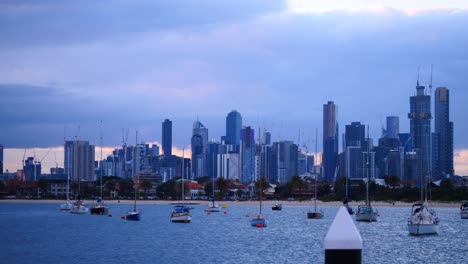 Melbourne-Cbd-Tag-Zu-Nacht-Zeitraffer-Von-St-Kilda-Pier---Beach