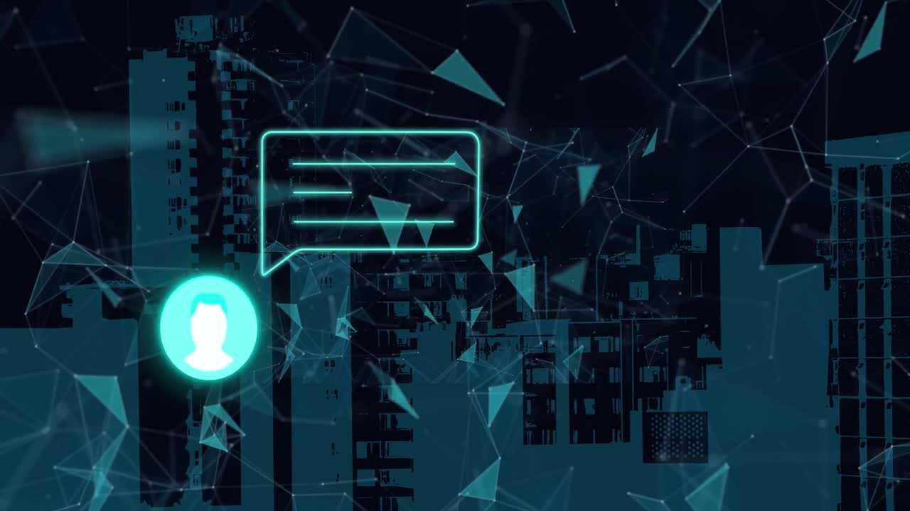 Animation of social media icons and data processing