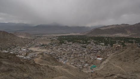 high-angle view of a himalayan town