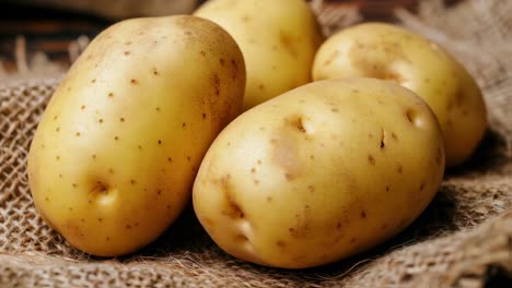 fresh potatoes on burlap