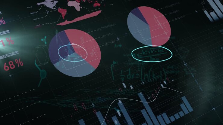 Animation of statistics and data processing on screens