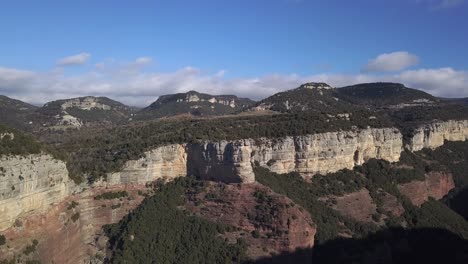 aerial view of high imposing cliffs over edge of precipice in remote area