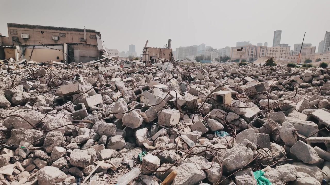 A demolished site lies quietly on the outskirts of Sharjah in the UAE