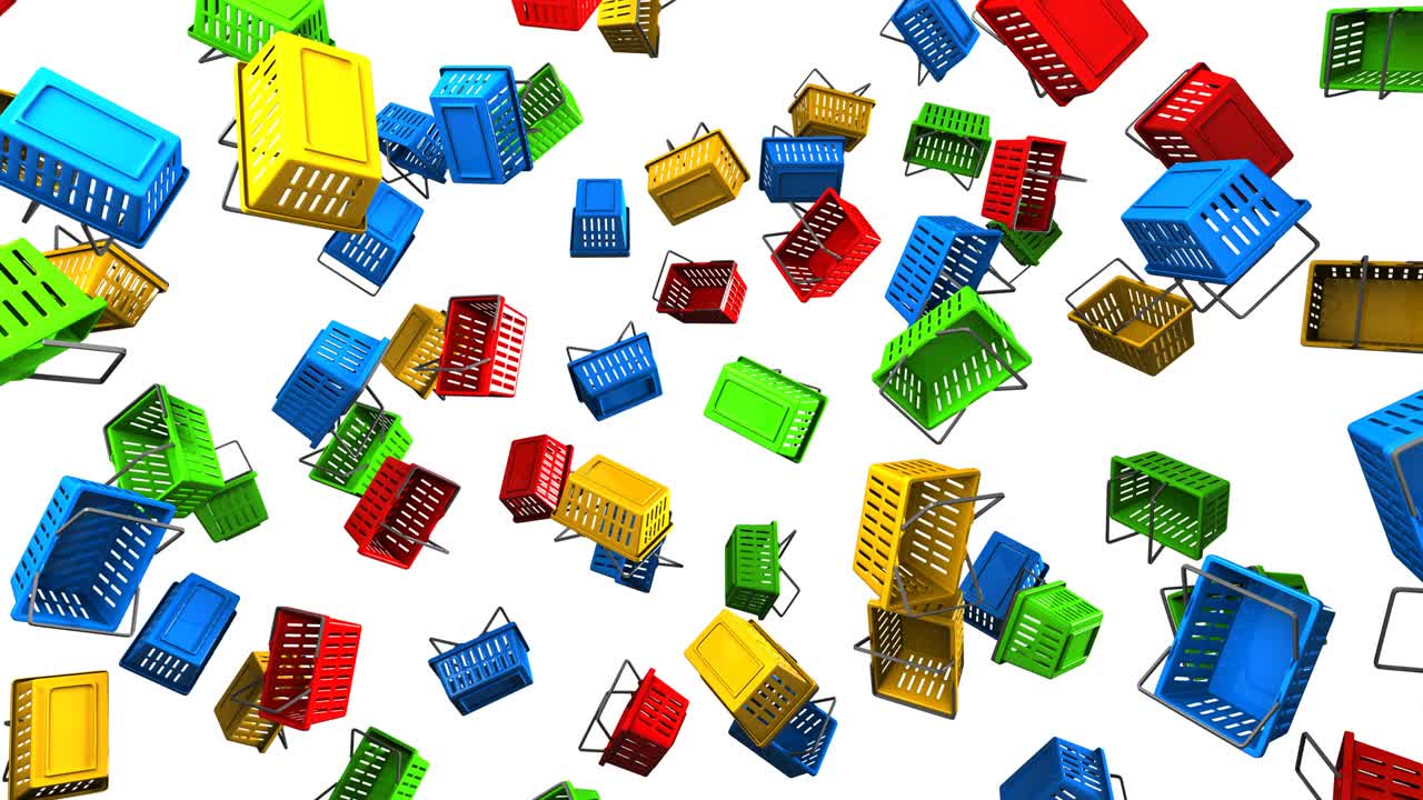 cestas de compras sobre un fondo blanco