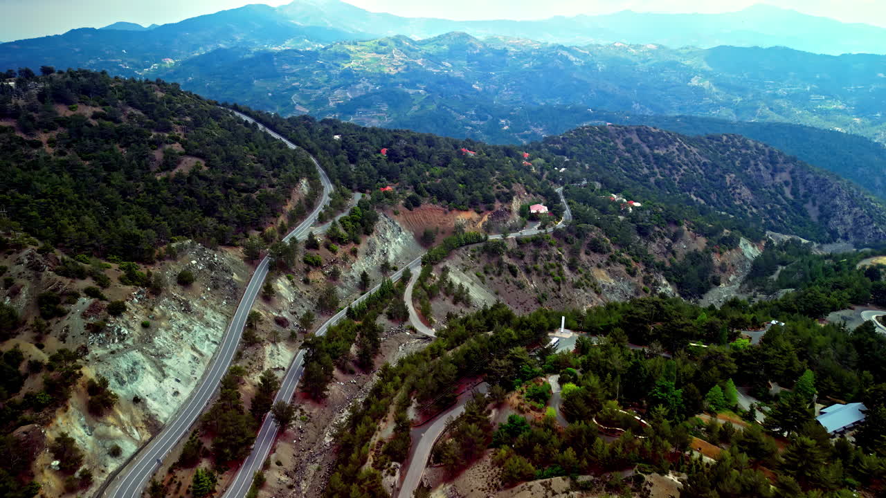 Bird's eye view of mountains and valley in Cyprus near the Amiantos asbestos mine