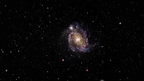 Galaxia-Espiral-En-El-Espacio-Oscuro-Con-Estrellas-Dispersas,-Cosmos-Del-Universo