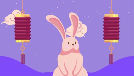 animación del festival de la luna feliz con el conejo