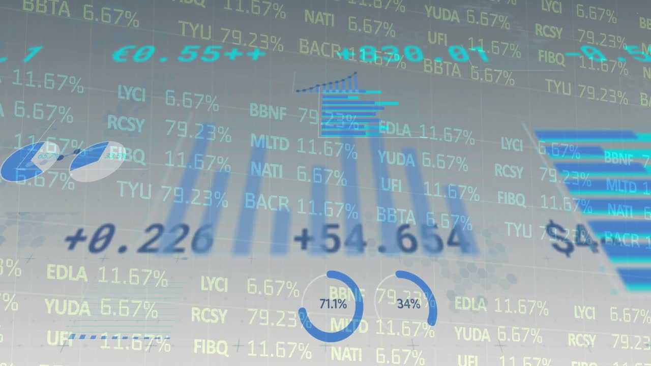 Animación de registro de estadísticas y procesamiento de datos financieros