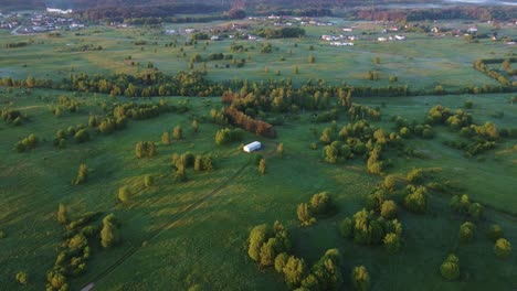 aerial orbiting shot of vilnius hinterland, lithuania