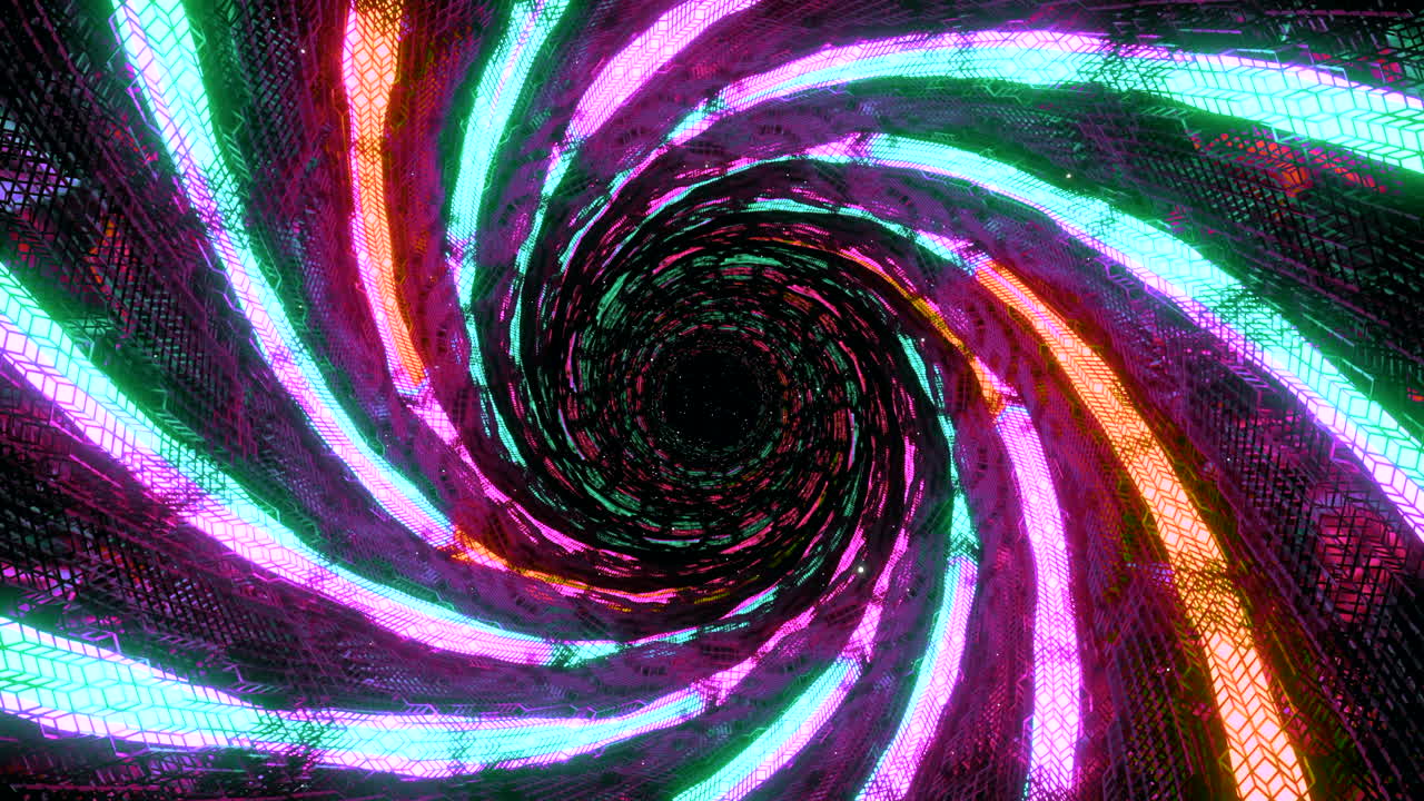 túnel espiral abstracto con luces de neón