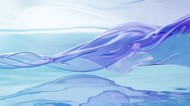 Flowing transparent cloth on water surface, 3d rendering.