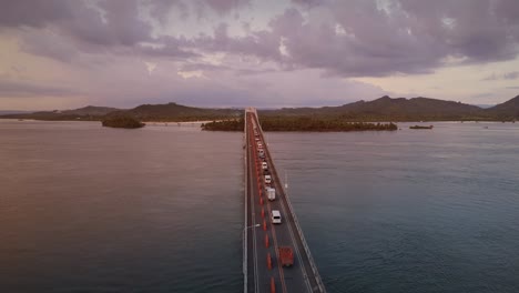 gridlocked traffic on the san juanico bridge in tacloban as it undergoes repairs.
