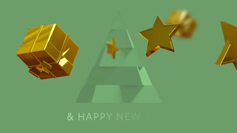 Animación-De-Regalos-Navideños-Y-Estrellas-Cayendo-Sobre-Fondo-Verde