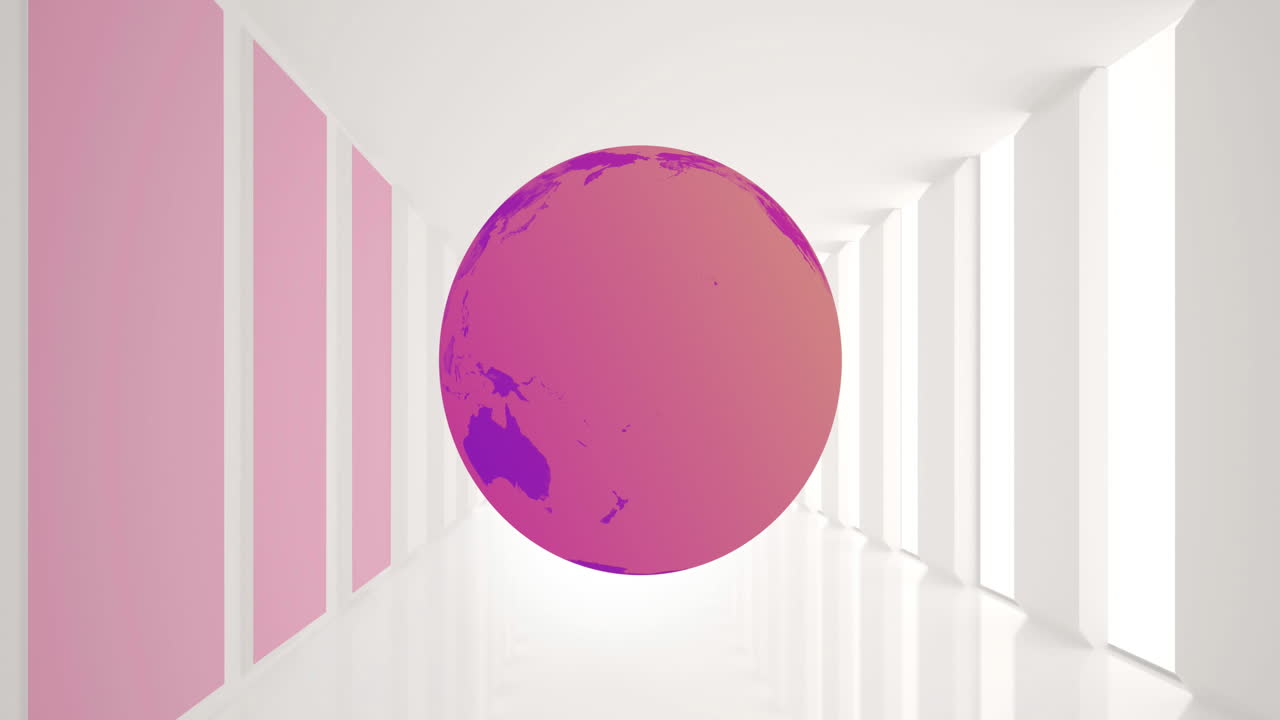 animación de un globo que gira sobre una oficina vacía