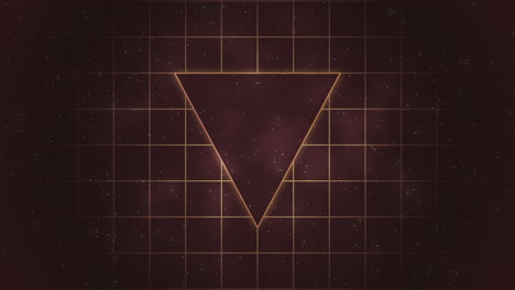 retro triangle and grid with smoke