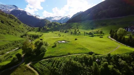 Drone-Aerial-Flight-Over-Switzerland-Town