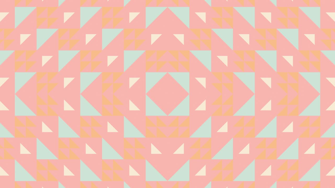 애니메이션 타일과 함께 다채로운 기하학 모자이크, 최소한의 동적 패턴의 추상적인 모양, 평평한 디자인의 모션 그래픽 배경