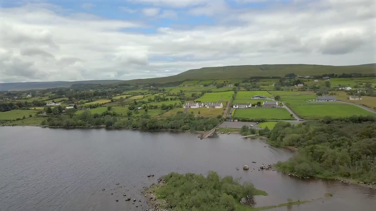 Reveal aerial shot of lough Mask