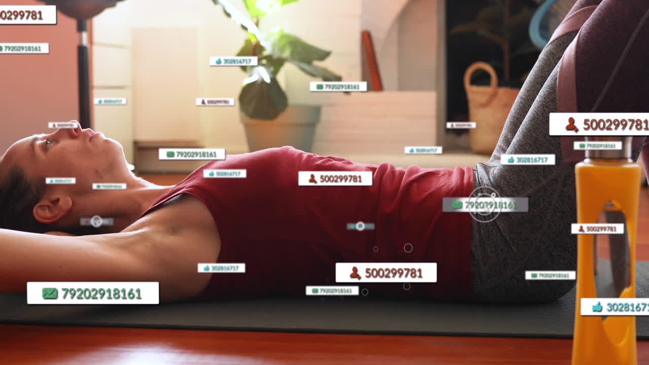 animación de iconos de los medios sobre mujeres caucásicas haciendo ejercicio