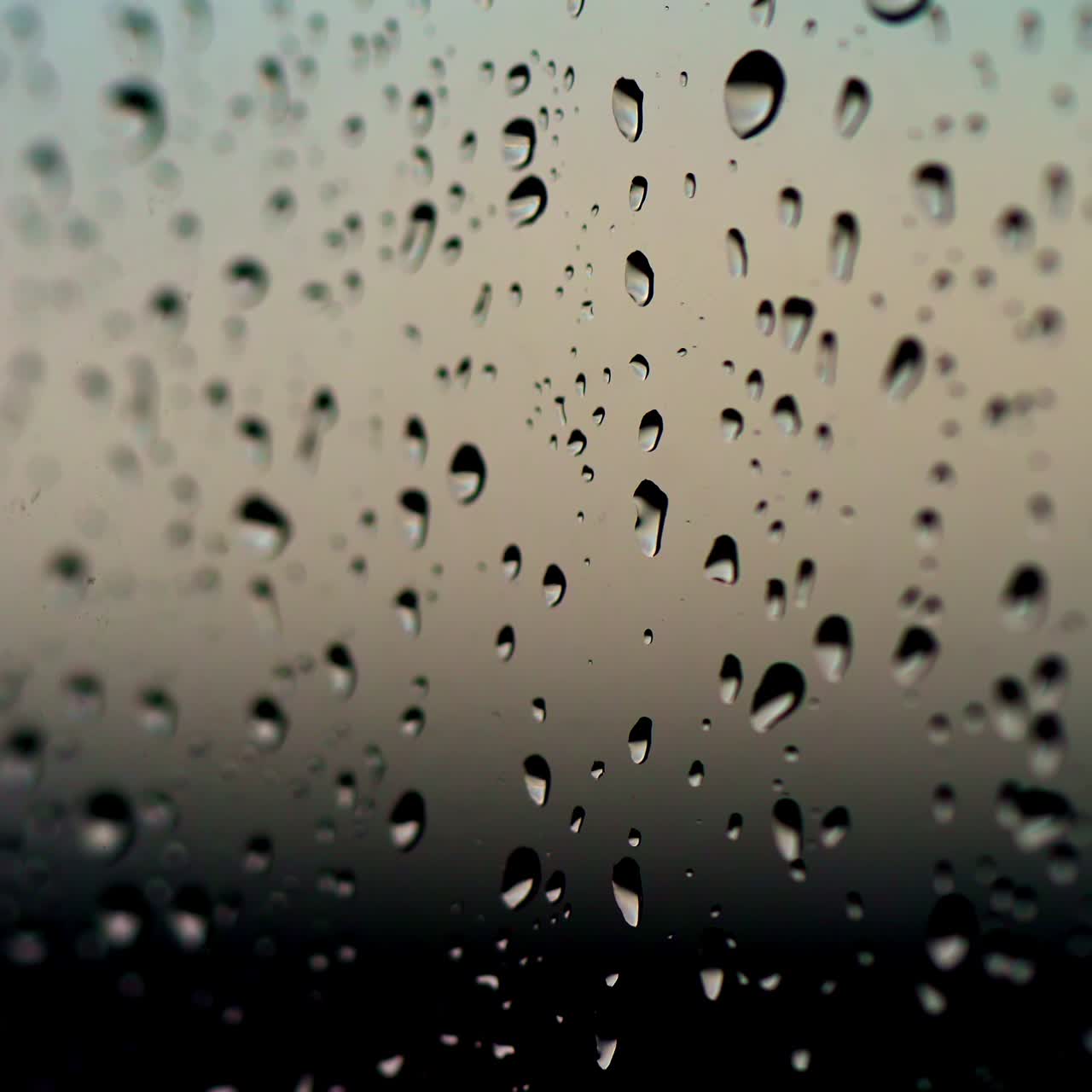 Rain drops on glass. Texture of rain drops on black background. Water droplets on glass. Rain drops on the a window pane after the rain. Close-up.