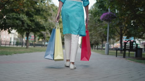 mujer lleva bolsas de compras