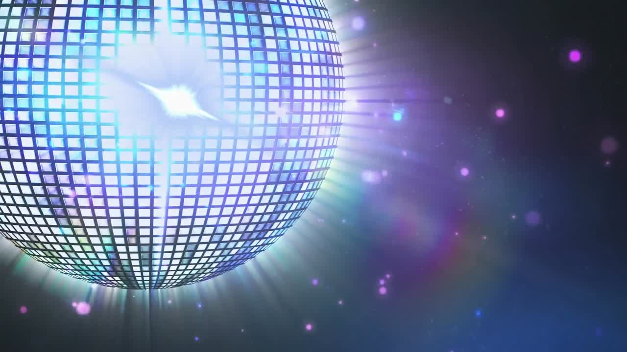 animación de puntos de luz sobre la pelota de discoteca