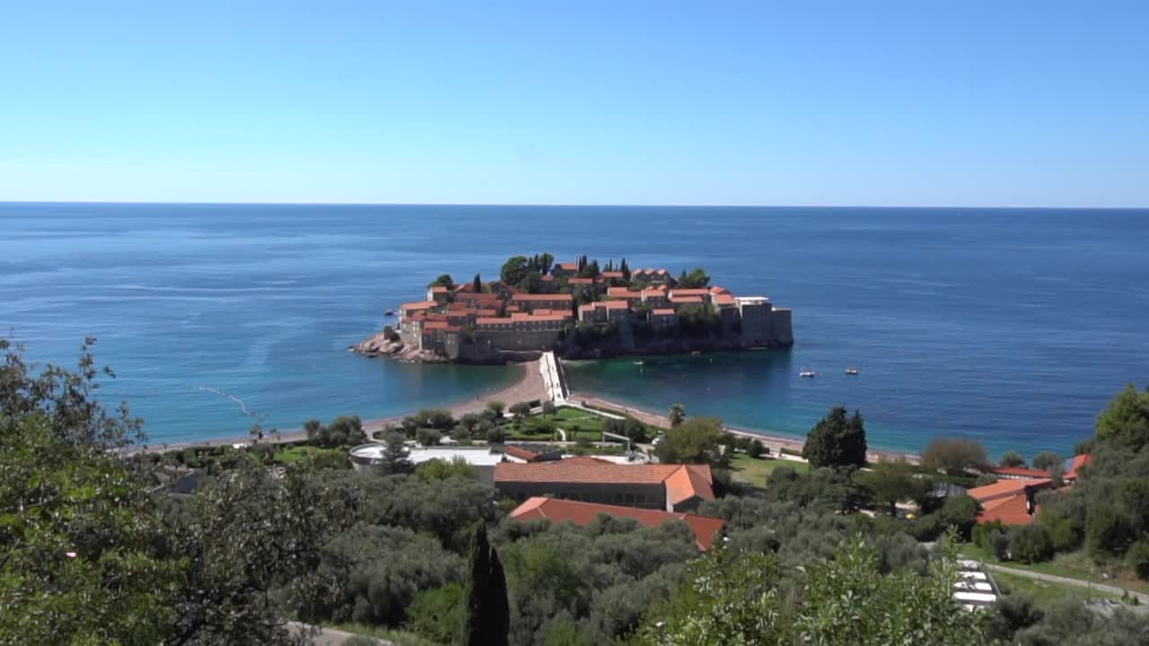 Beautiful island with houses on the sea and connection with the mainland