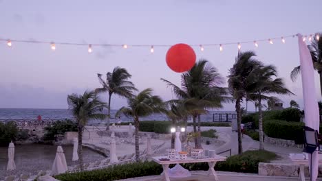 Un-Ambiente-De-Cena-Tropical-Con-El-Viento-Soplando-A-Través-De-Las-Palmeras