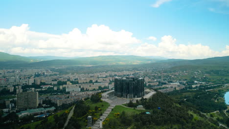 aerial panorama of the chronicles of georgia monument in tbilisi