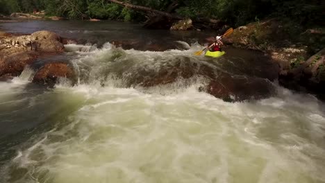 drone of kayaker navigating falls north toe river