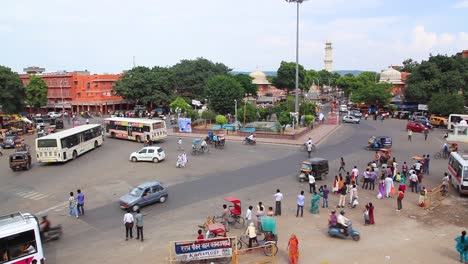 A-high-angle-of-a-busy-street-scene-in-Rajasthan-India