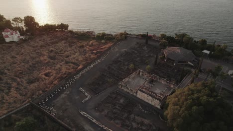imágenes aéreas de drones de las ruinas de la antigua capernuem