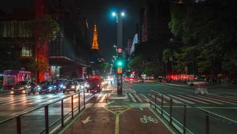 time lapse view of night traffic on paulista avenue in sao paulo, the financial centre of brazil and largest city in south america