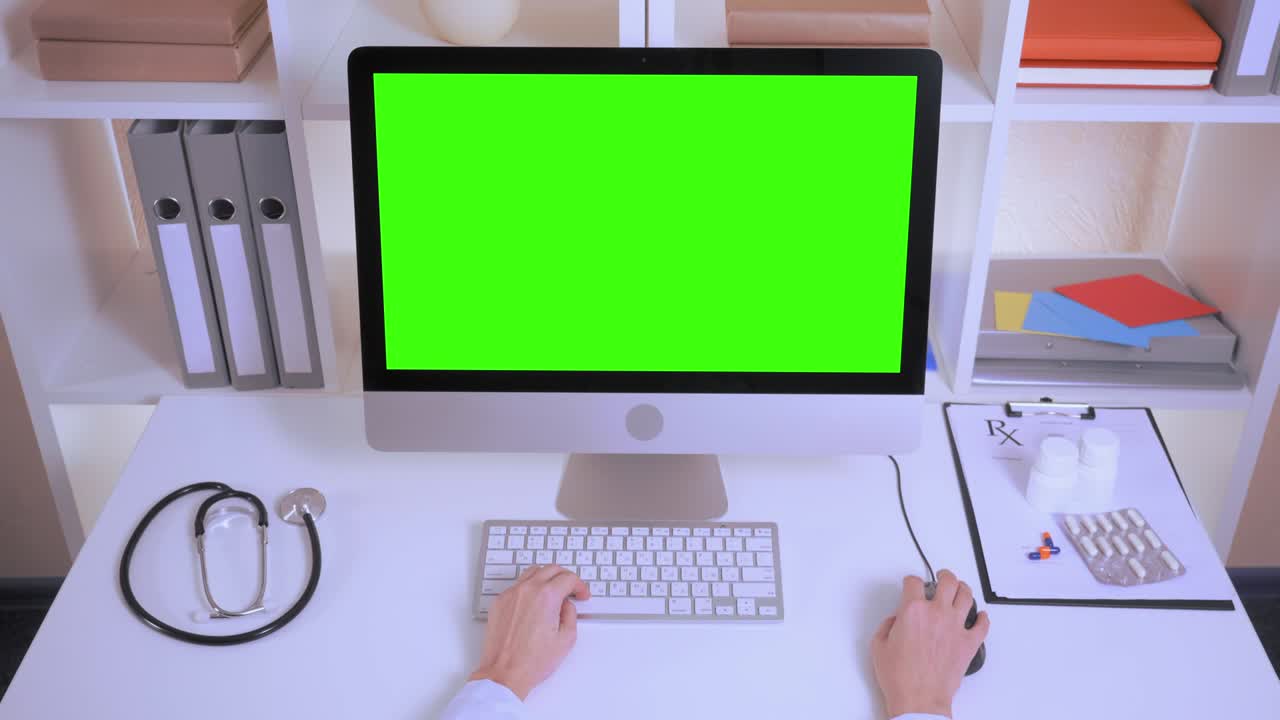 사무실에서 약사 작업 장소의 위쪽 시각