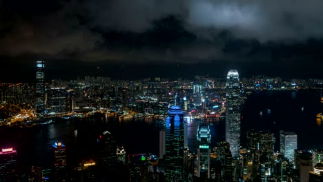 4k time-lapse : sunset over victoria harbor at victoria peak, hong kong