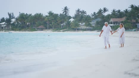 retired caucasian couple on a caribbean vacation beach